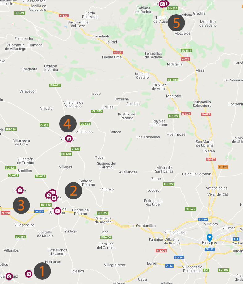 Burgos - Mapa Comarca Odra - Paramos